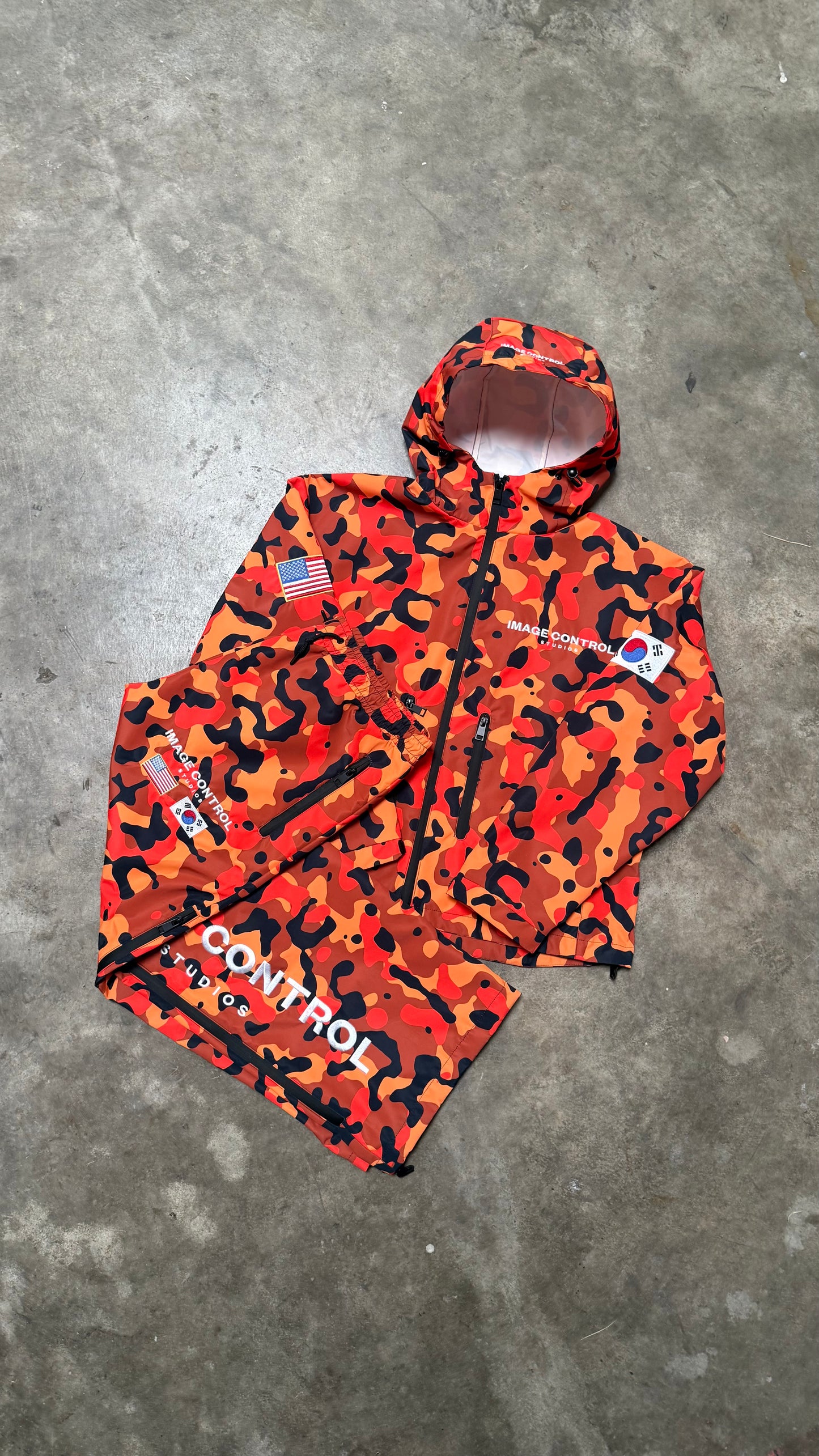 Orange Camo Windbreaker Pants