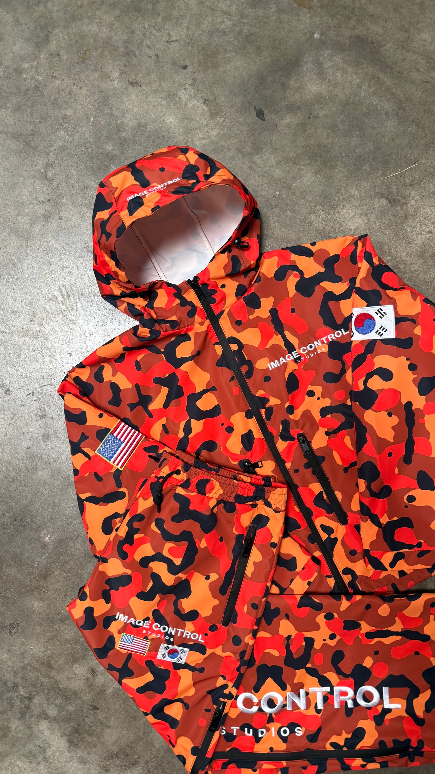 Orange Camo Windbreaker Jacket