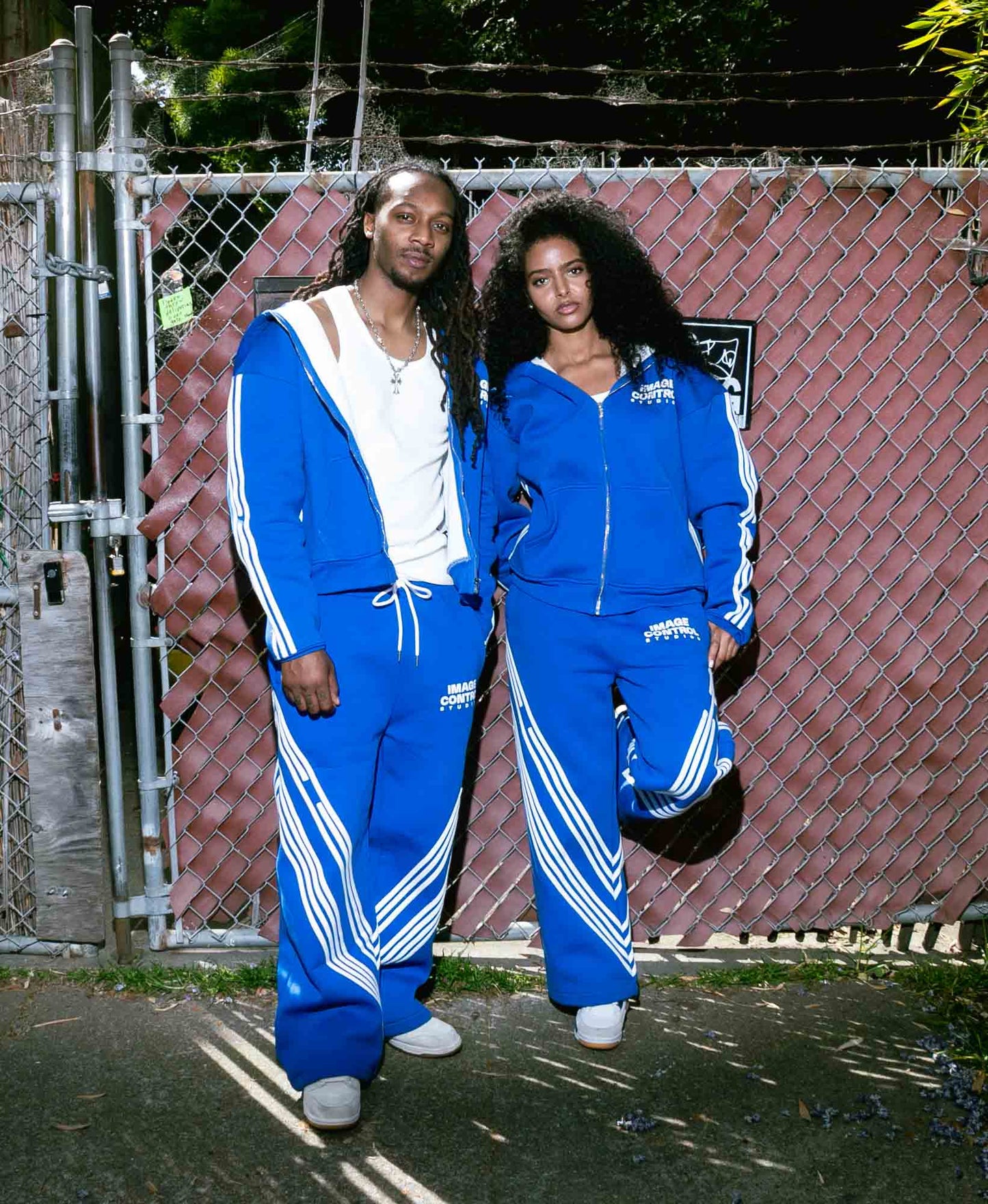 South Korea Stripes Bottom Straight Pants (Blue)